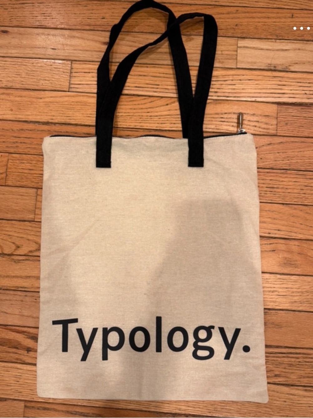 Typology Beige and Black Canvas Tote Bag